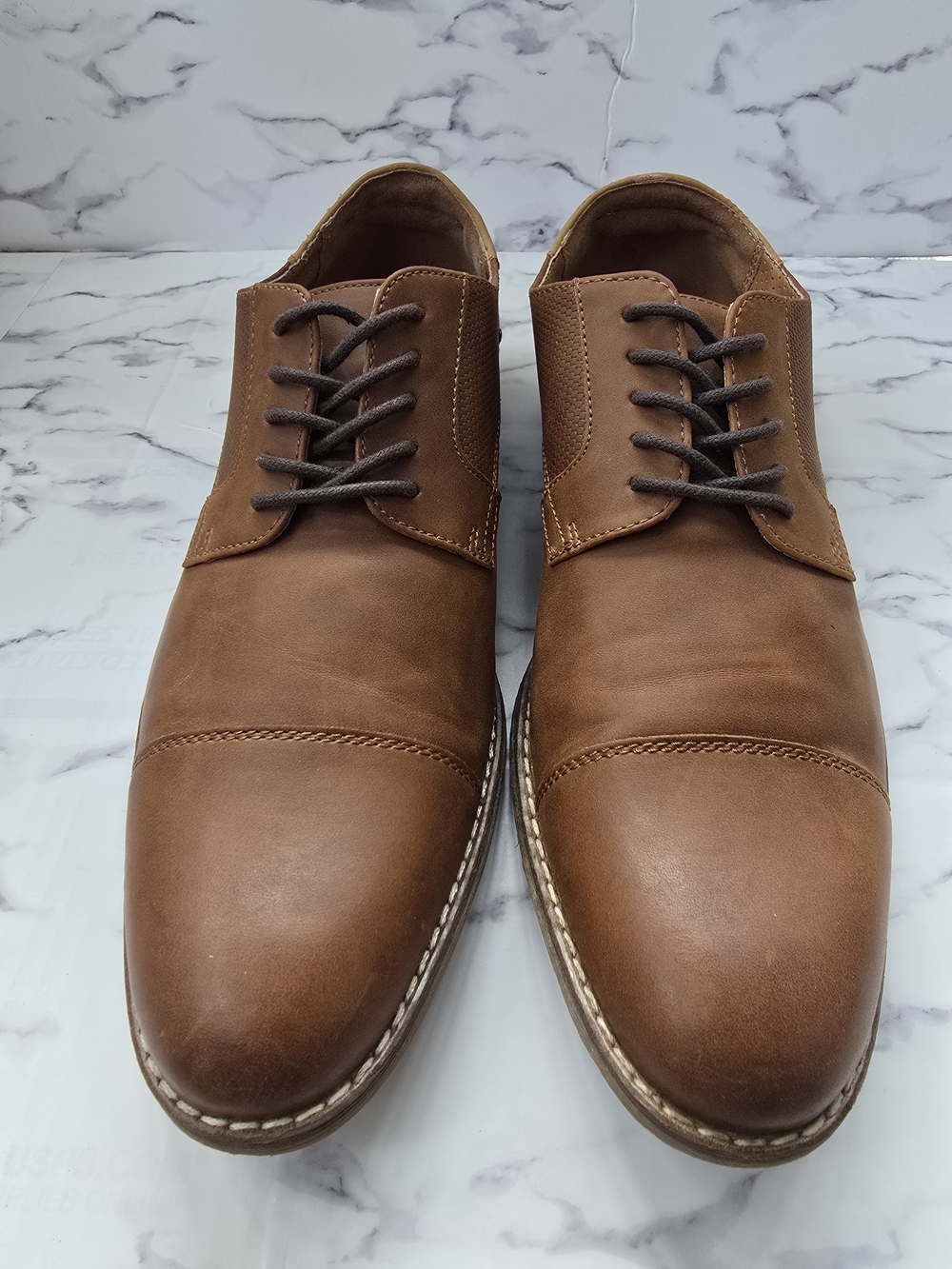 Call It Spring Tan Brown Leather Derby Shoes